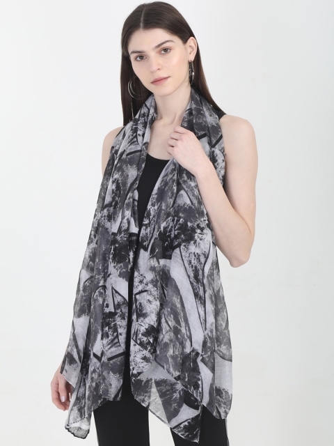 FabSeasons Women Black & Grey Printed Scarf