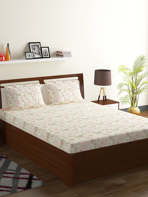 BOMBAY DYEING Cream-Coloured & Red Floral 120 TC Cotton 1 King Bedsheet with 2 Pillow Covers
BOMBAY DYEING Cream-Coloured & Red Floral 120 TC Cotton 1 King Bedsheet with 2 Pillow Covers