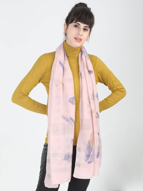 FabSeasons Women Pink & Blue Printed Scarf