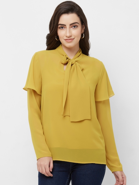 bebe Women Mustard Yellow Solid Top