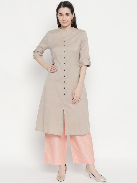 RANGMANCH BY PANTALOONS Women Grey Solid A-Line Kurta 
RANGMANCH BY PANTALOONS Women Grey Solid A-Line Kurta