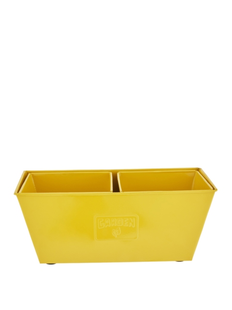 Living Essence Set of 3 Yellow Solid Trapezium Shaped Planters