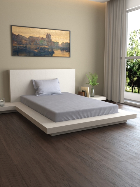 MARK HOME Blue Solid 400 TC Cotton 1 Single Bedsheet with 1 Pillow Covers