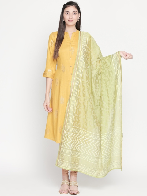 RANGMANCH BY PANTALOONS Lime Green Printed Dupatta