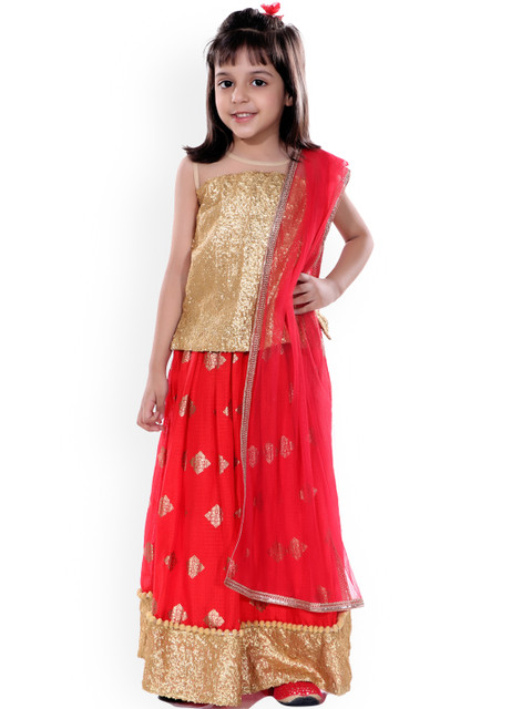naughty ninos Girls Orange & Gold-Toned Printed Ready to Wear Lehenga & Blouse with Dupatta 
naughty ninos Girls Orange & Gold-Toned Printed Ready to Wear Lehenga & Blouse with Dupatta