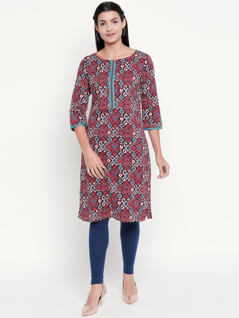 RANGMANCH BY PANTALOONS Women Red & Blue Printed Straight Kurta