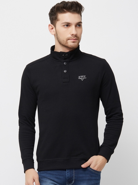 Status Quo Men Black Solid Sweatshirt