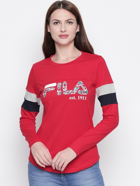 FILA Women Red Printed Round Neck T-shirt