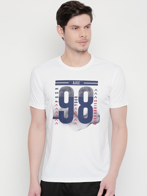 Ajile by Pantaloons Men White Printed Round Neck T-shirt