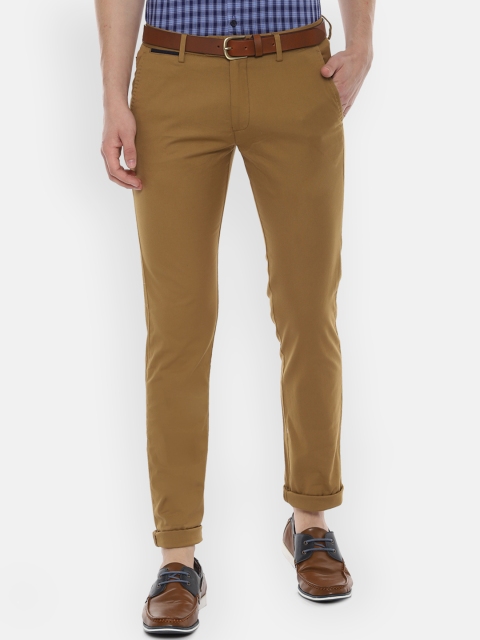 Allen Solly Men Khaki Brown Slim Fit Solid Chinos