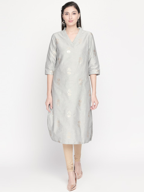 RANGMANCH BY PANTALOONS Women Grey Floral Printed Straight Kurta
RANGMANCH BY PANTALOONS Women Grey Floral Printed Straight Kurta