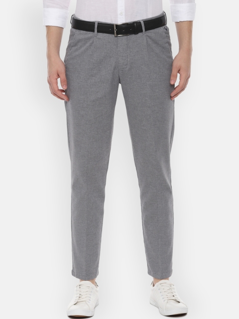 Allen Solly Men Grey Slim Fit Solid Formal Trousers