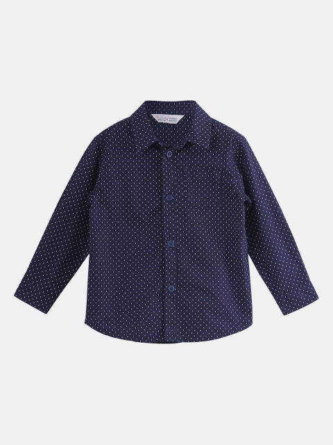 Beebay Boys Navy Blue Regular Fit Printed Casual Shirt