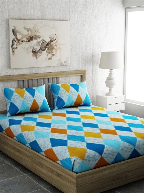 EverHOME Blue & Mustard Yellow Geometric 144 TC 1 Queen Bedsheet with 2 Pillow Covers
EverHOME Blue & Mustard Yellow Geometric 144 TC 1 Queen Bedsheet with 2 Pillow Covers