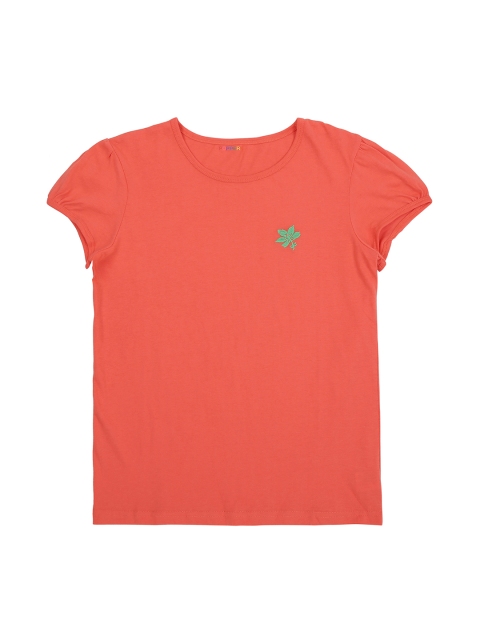 POPPERS by Pantaloons Girls Orange Solid Round Neck T-shirt