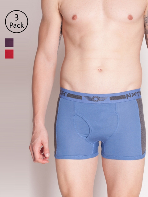 Force NXT Men Set of 3 Multi-coloured Solid Assorted Trunks MNFF-132-PO3