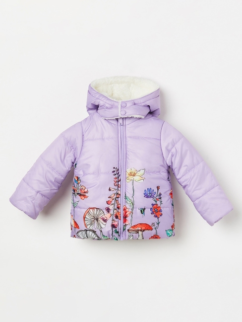 Juniors by Lifestyle Girls Purple Printed Puffer Jacket