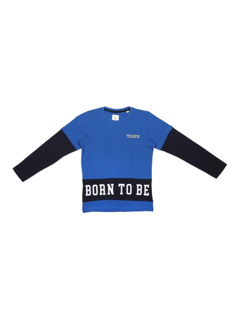 Allen Solly Junior Boys Blue Printed Round Neck T-shirt