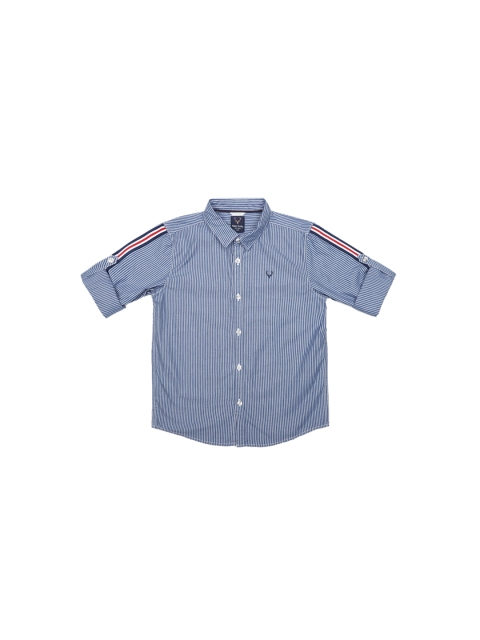 Allen Solly Junior Boys Blue & White Regular Fit Striped Casual Shirt
