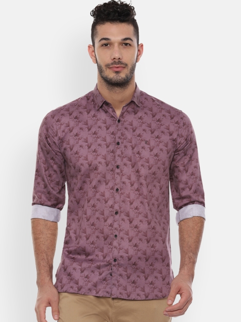 V Dot Men Purple Slim Fit Printed Casual Shirt