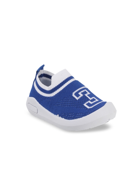 Kittens Boys Blue & White Printed Slip-On Sneakers