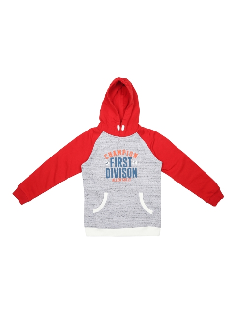 Allen Solly Junior Boys Grey & Red Printed Hooded Sweatshirt