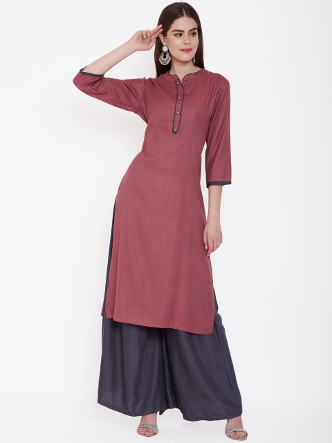 Prakhya Women Pink Embroidered Straight Kurta