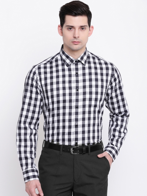AC&F Men Grey Regular Fit Checked Formal Shirt