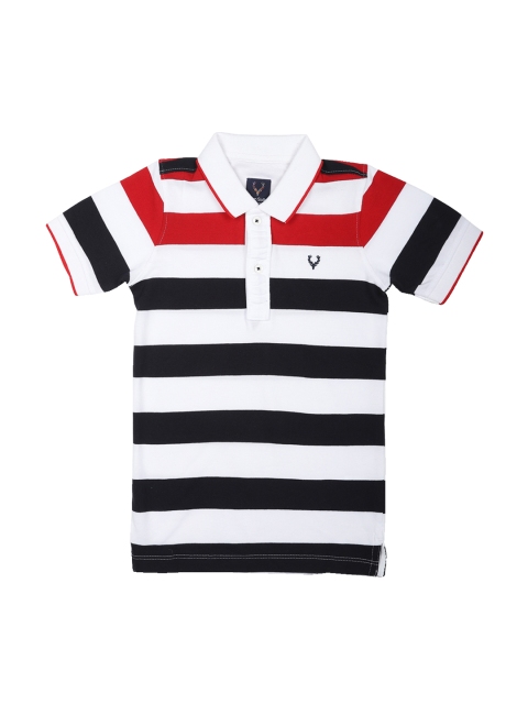 Allen Solly Junior Boys White Striped Polo Collar T-shirt