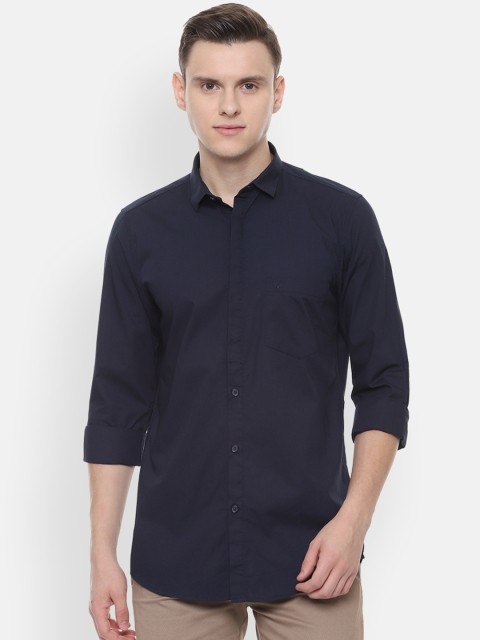 Allen Solly Men Navy Blue Slim Fit Solid Casual Shirt