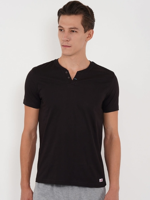 Sweet Dreams Men Black Solid Lounge Tshirt 8907668792754