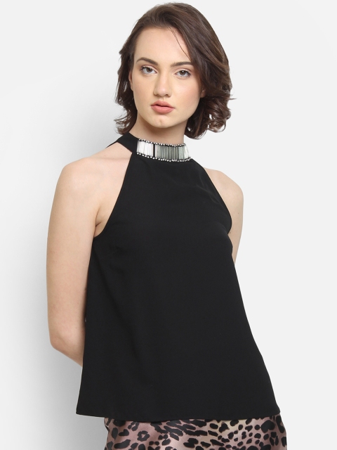 COVER STORY Women Black Embellished A-Line Top