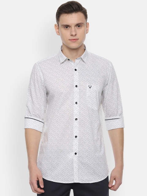 Allen Solly Men White Slim Fit Printed Casual Shirt