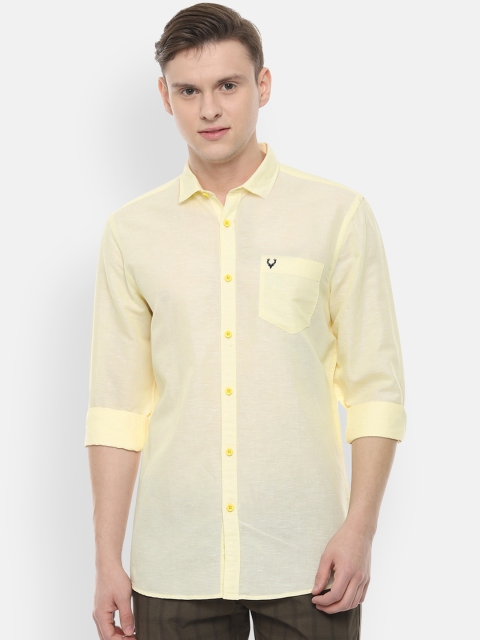 Solly Jeans Co. Men Yellow Regular Fit Solid Casual Shirt