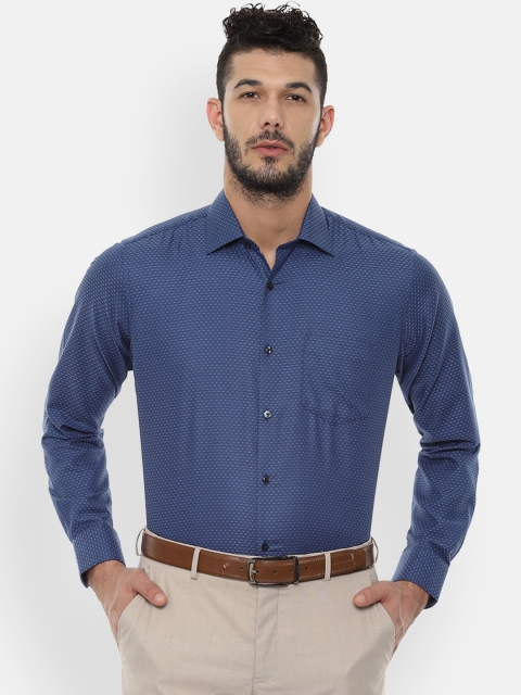 Van Heusen Men Blue Regular Fit Printed Formal Shirt