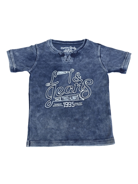 Lil Tomatoes Boys Blue Printed Round Neck T-shirt