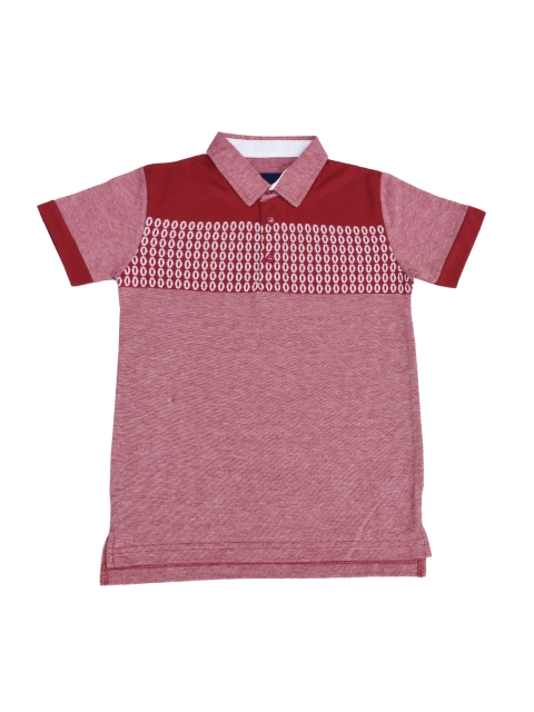 Lil Tomatoes Boys Red Printed Polo Collar T-shirt