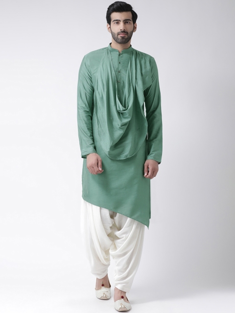 KISAH Men Green Solid Kurta with Patiala