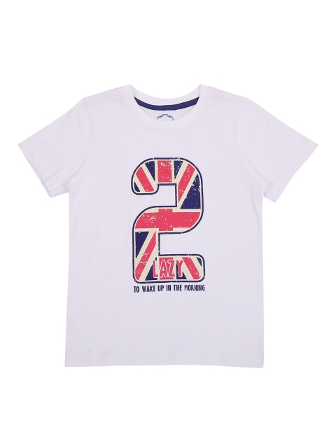 CHALK by Pantaloons Boys White Printed Round Neck T-shirt