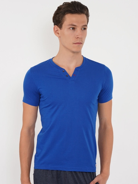 Sweet Dreams Men Blue Solid Lounge Tshirt 8907668793065