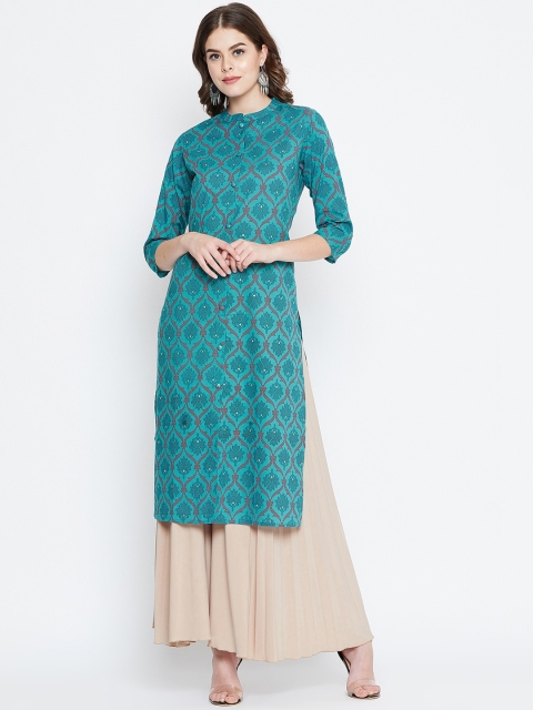 rangeelo rajasthan Women Blue & Red Printed Straight Kurta