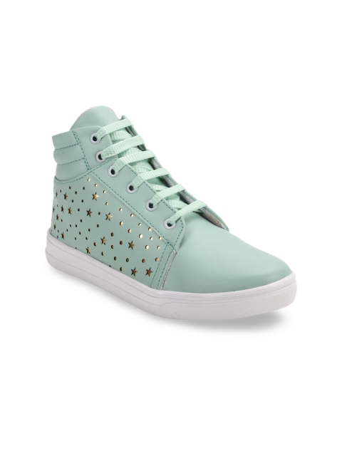 ZAPATOZ Women Sea Green Mid-Top Sneakers