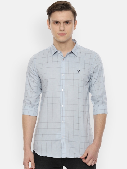 Allen Solly Men Grey Slim Fit Checked Casual Shirt