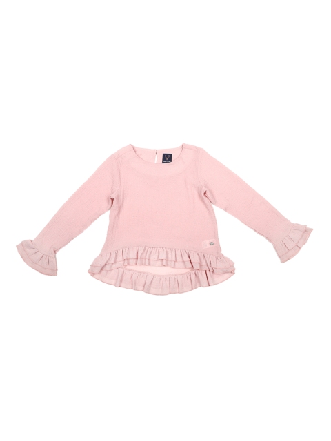 Allen Solly Junior Girls Pink Solid High-Low Top