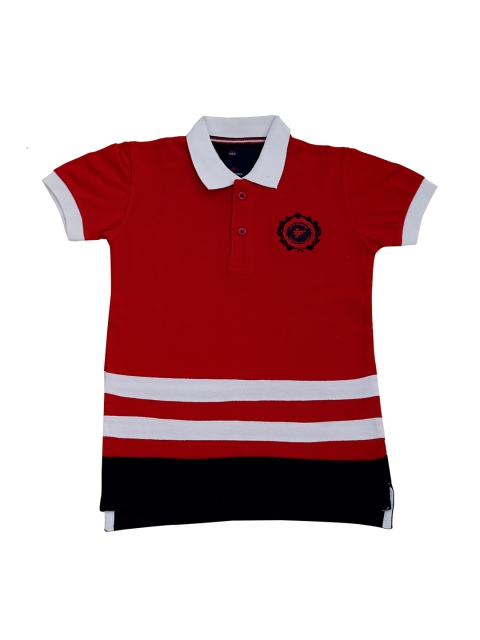Lil Tomatoes Boys Red Striped Polo Collar T-shirt