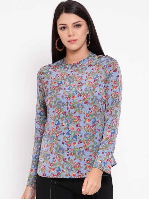 Oxolloxo Women Blue Printed Top