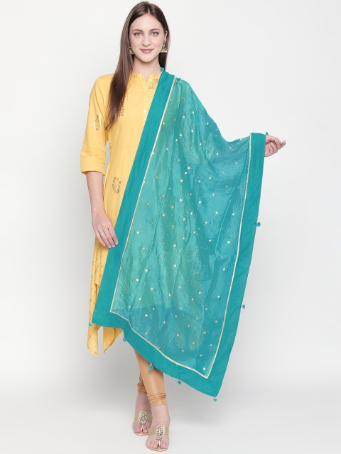 Dupatta Bazaar Women Turquoise Blue Printed Dupatta