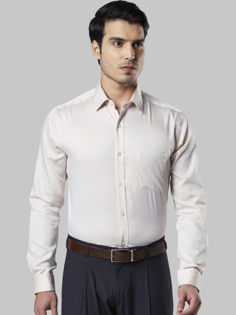 Raymond Men Cream-Coloured Regular Fit Solid Formal Shirt