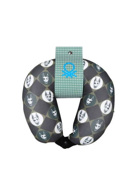 United Colors of Benetton Unisex Grey & White Printed Neck Pillow