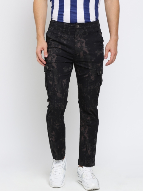 Breakbounce Men Grey Slim Fit Printed Regular Trousers